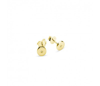 Gold Sterling Silver CZ Disc Studs