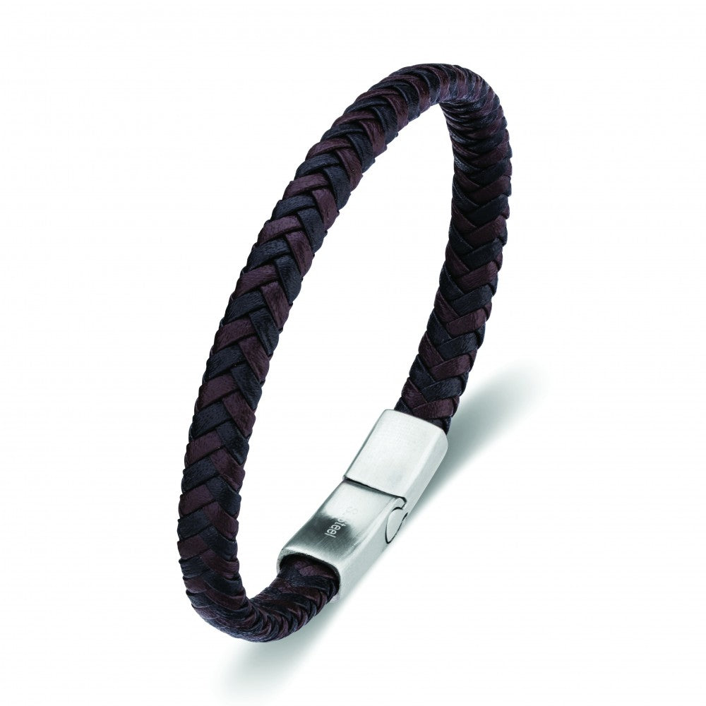 Leather Braid Bracelet, Stainless steel