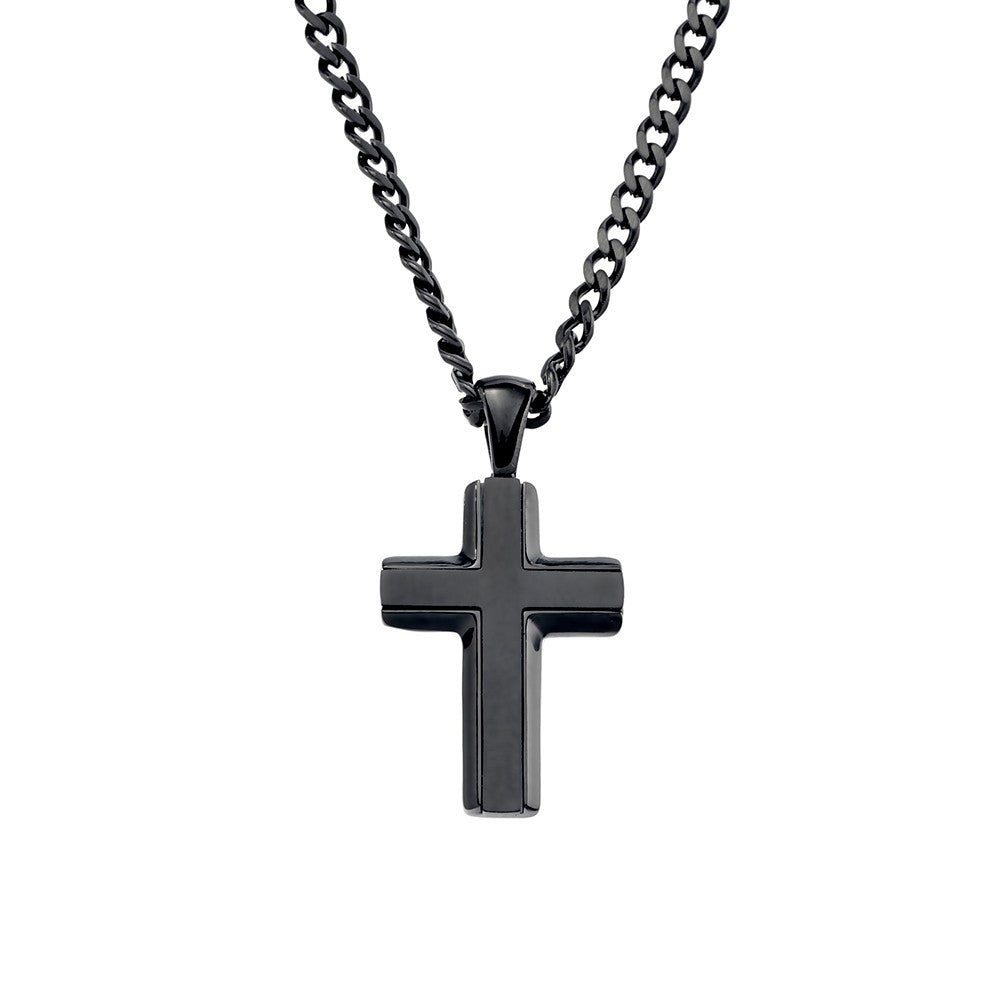 BLAZE stainless steel black cross pendant