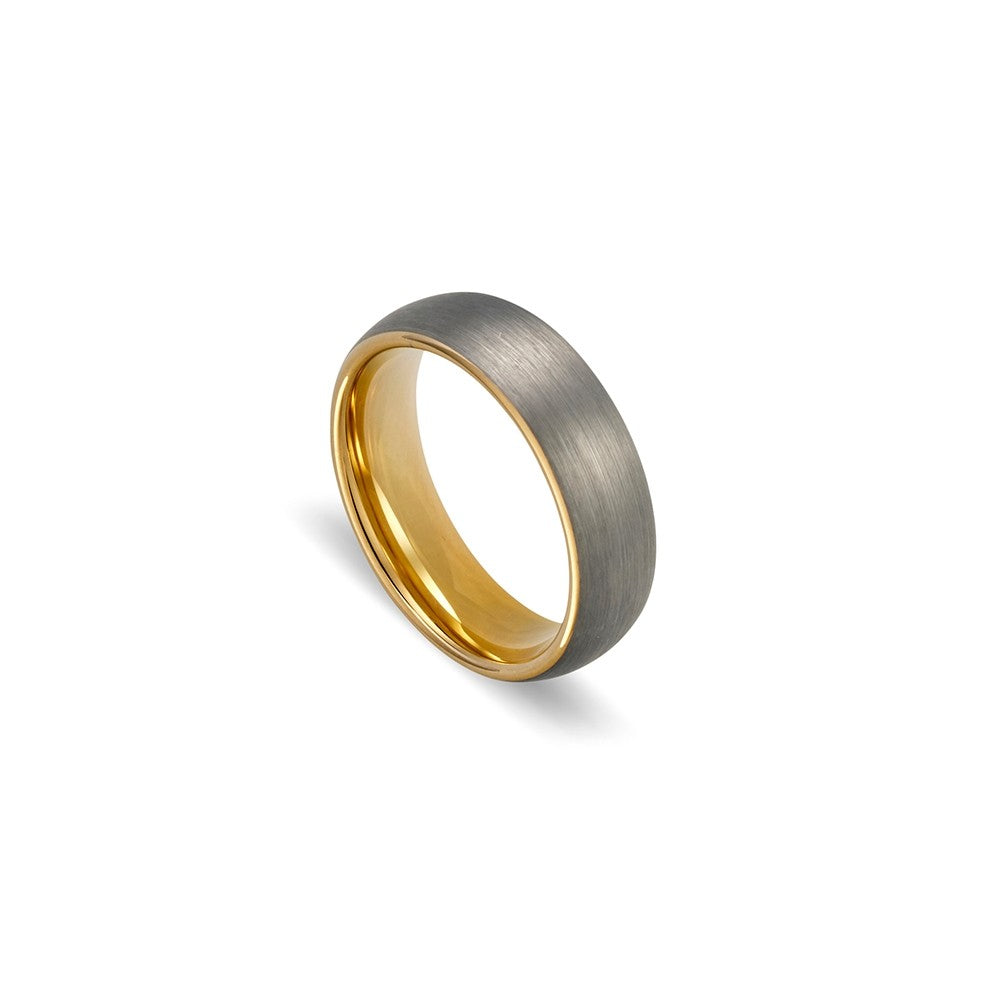 BLAZE tungsten brushed ring with gold details